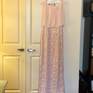 Aidan Mattox Lace & Chiffon Gown in Petal